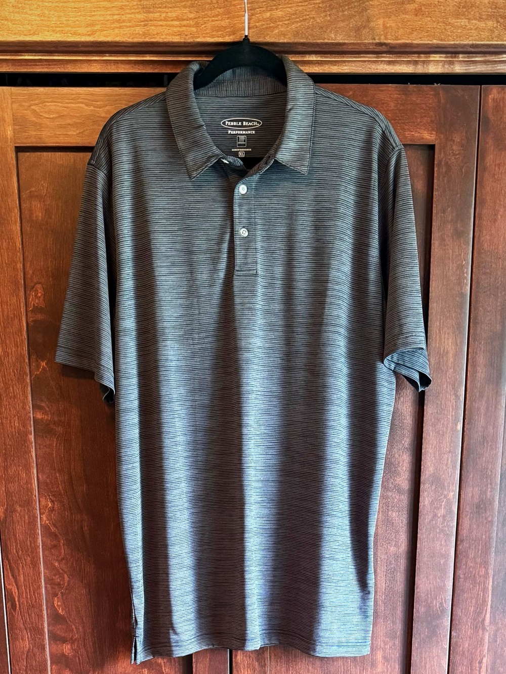 Pebble Beach Gray Striped Performance Polo